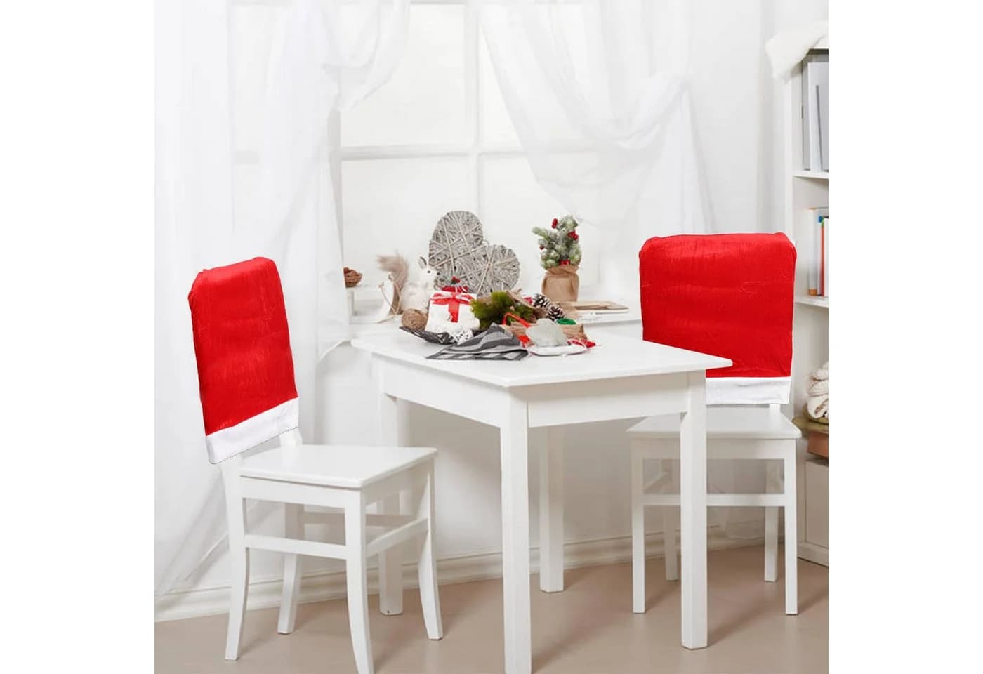 Bomiclss Stuhlhusse Weihnachten 4 Stück Rot Polyester - Bild 5