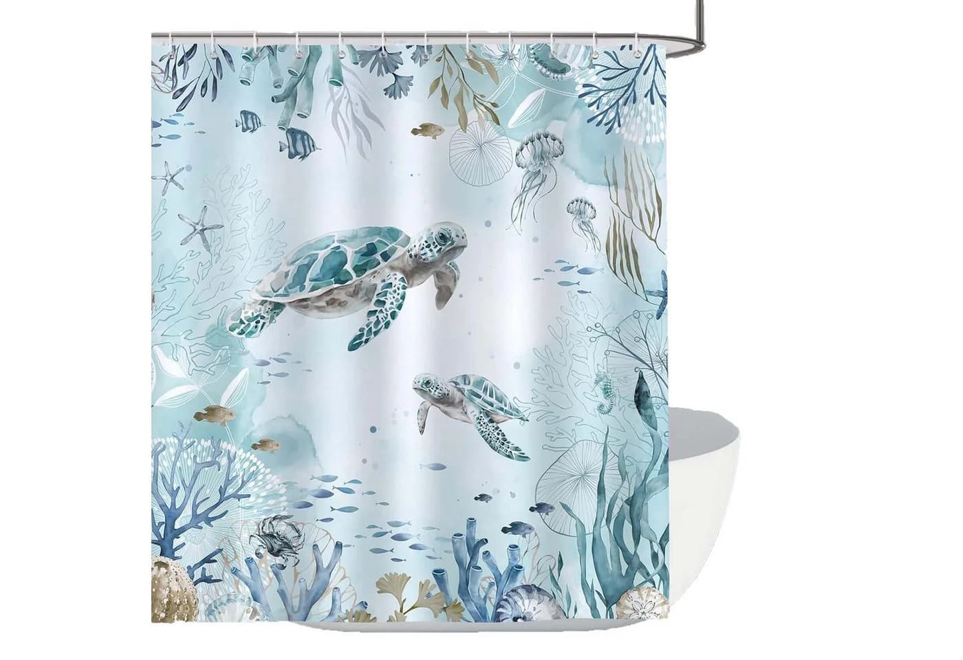 Coonoor Duschvorhang Meeresschildkröte Wasserdicht Polyester 180x180 cm - Bild 2
