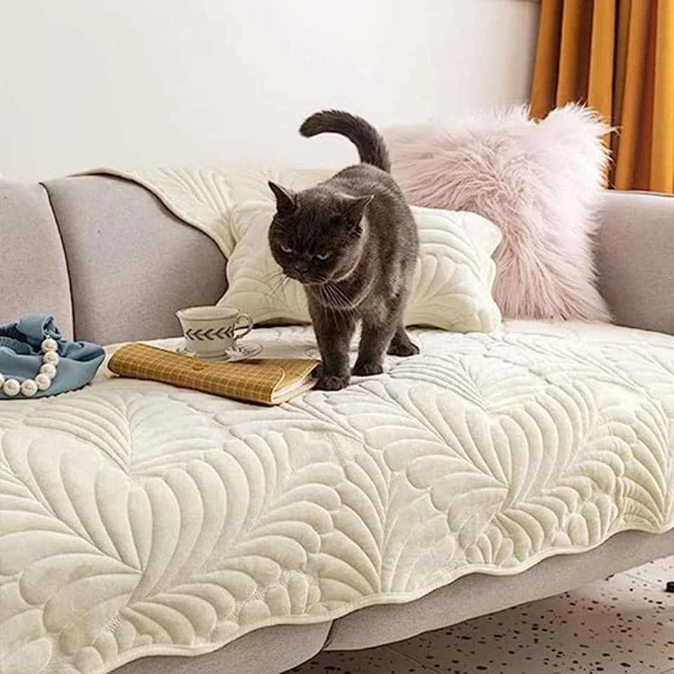 Coonoor Sofaschoner Beige Anti-Rutsch Kurzplush - Bild 4