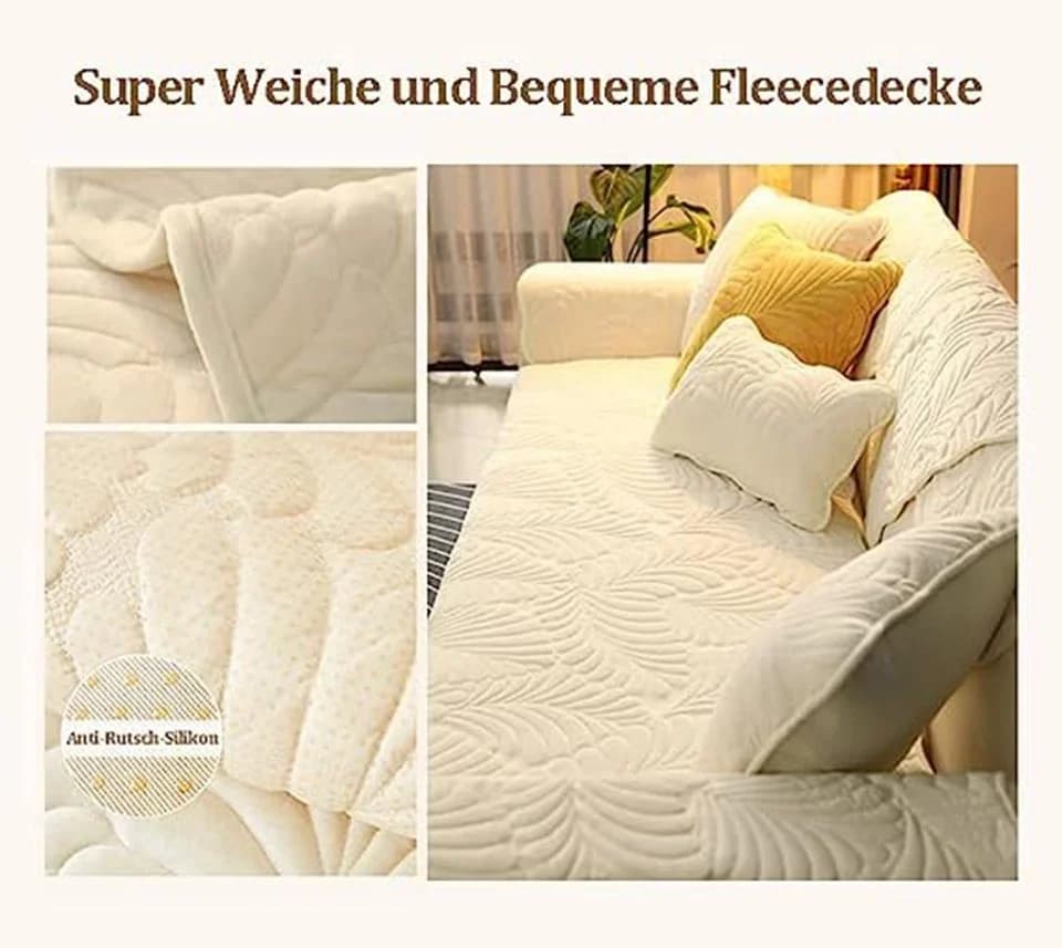 Coonoor Sofaschoner Beige Anti-Rutsch Kurzplush - Bild 5