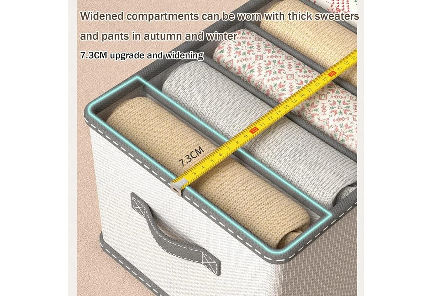 Coonoor Aufbewahrungsbox Kleiderschrank Organizer Beige 9/7 Zellen Faltbar - Bild 4
