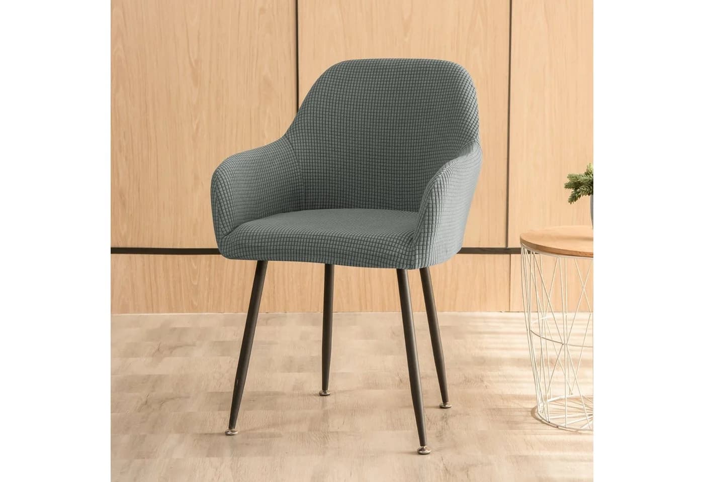 Coonoor Stuhlhusse Stretch Grau Mit Armlehne - Bild 3