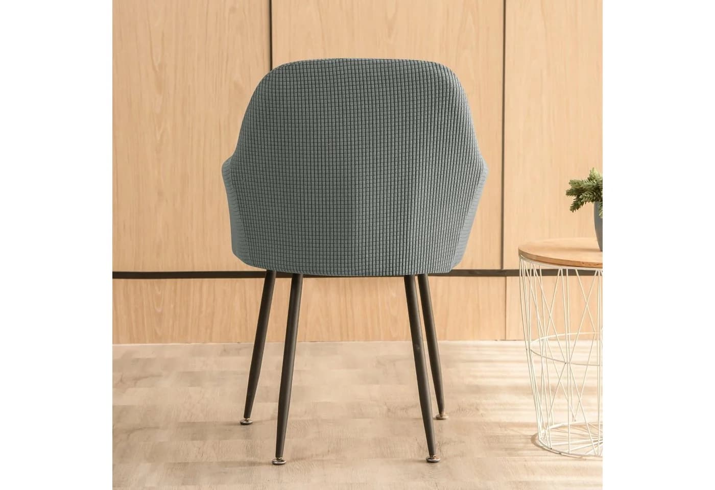 Coonoor Stuhlhusse Stretch Grau Mit Armlehne - Bild 5