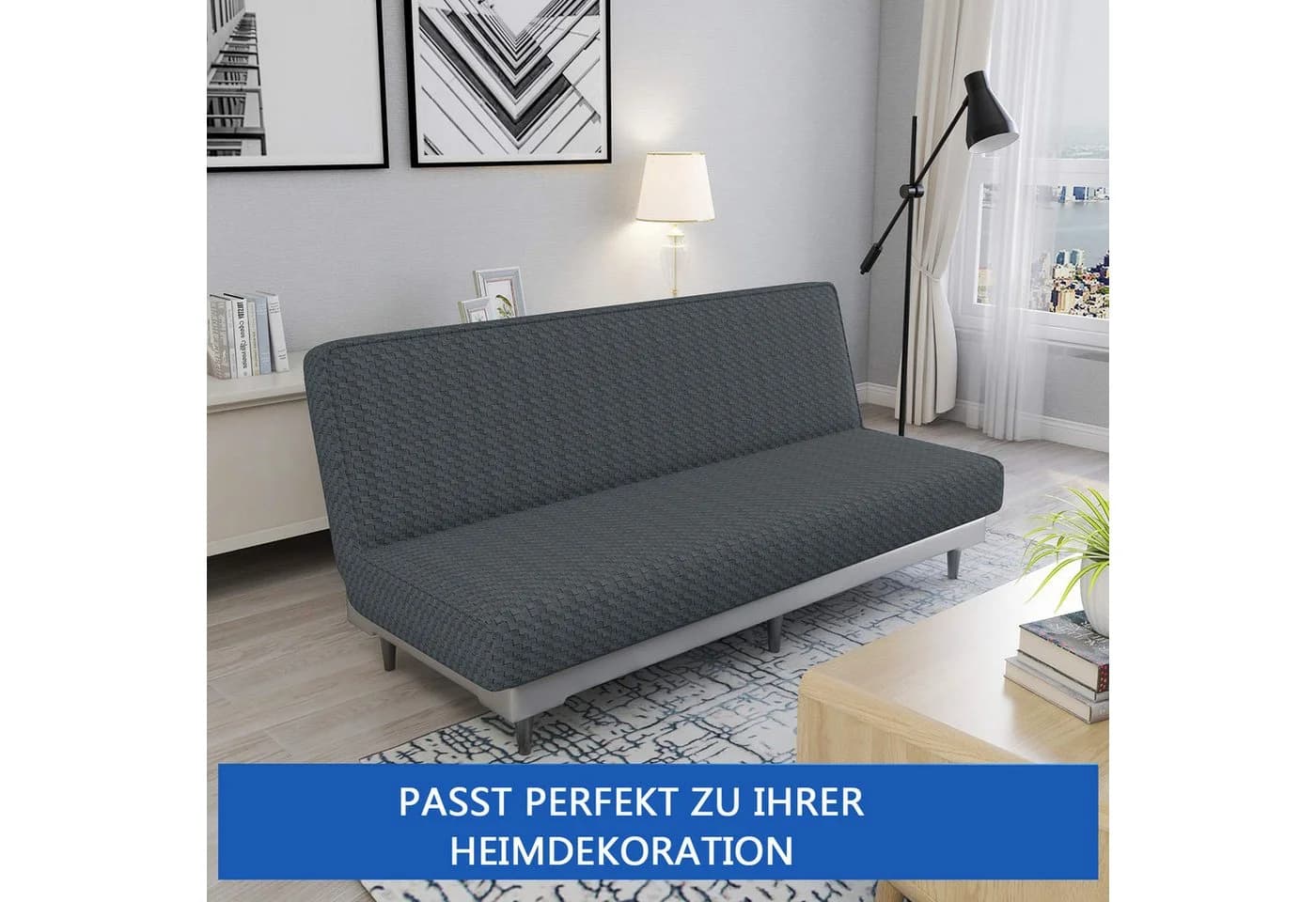 Coonoor Futonbezug Beige Stretch Armlos Rutschfest