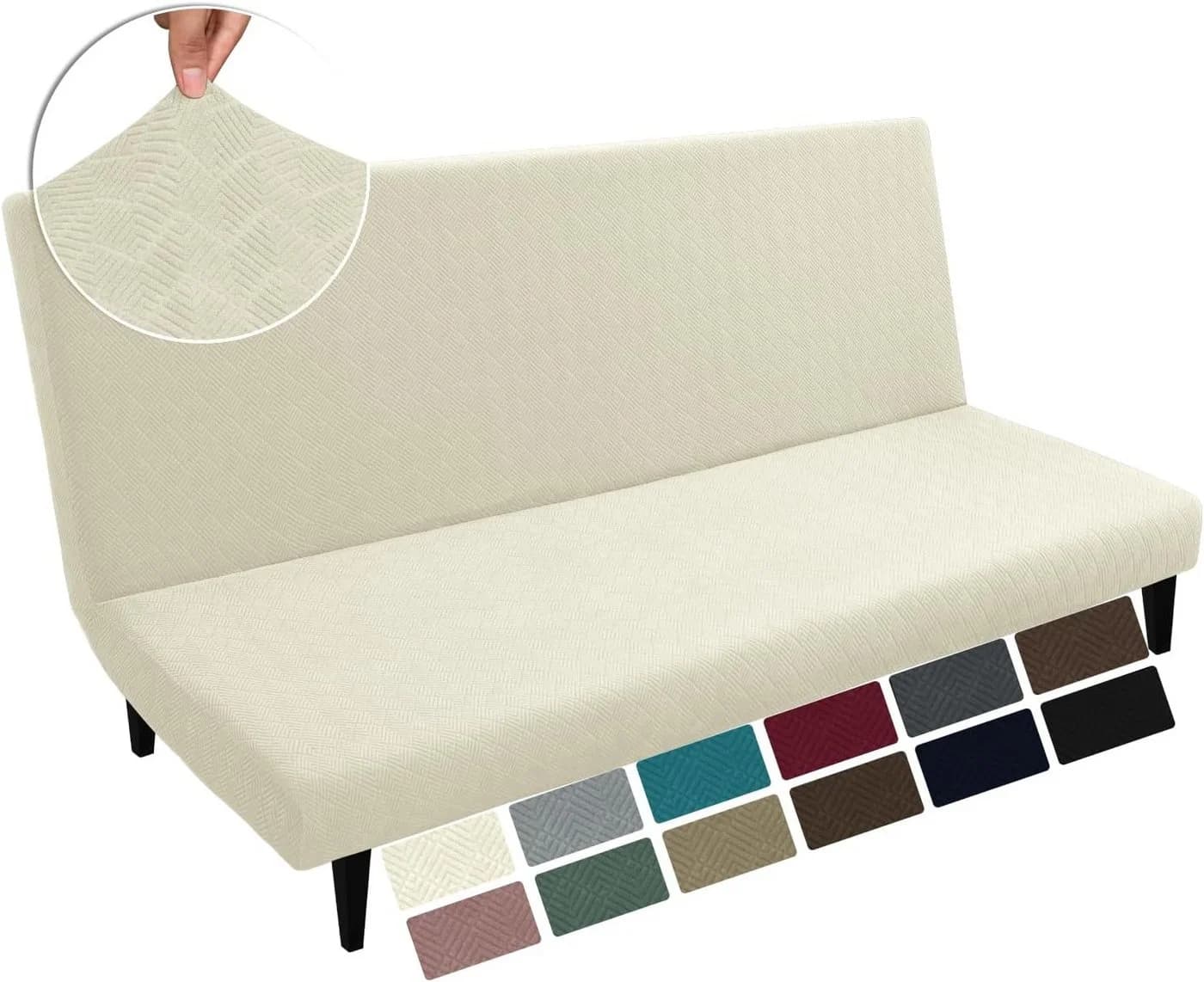 Coonoor Futonbezug Beige Stretch Armlos Rutschfest - Bild 2