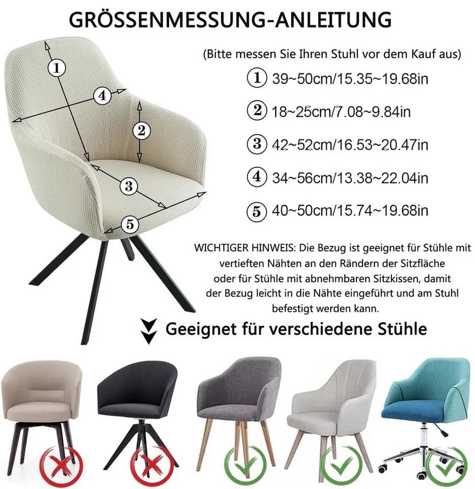 Coonoor Stuhlhusse 2 Stück Elastisch mit Armlehne Polyester - Bild 3