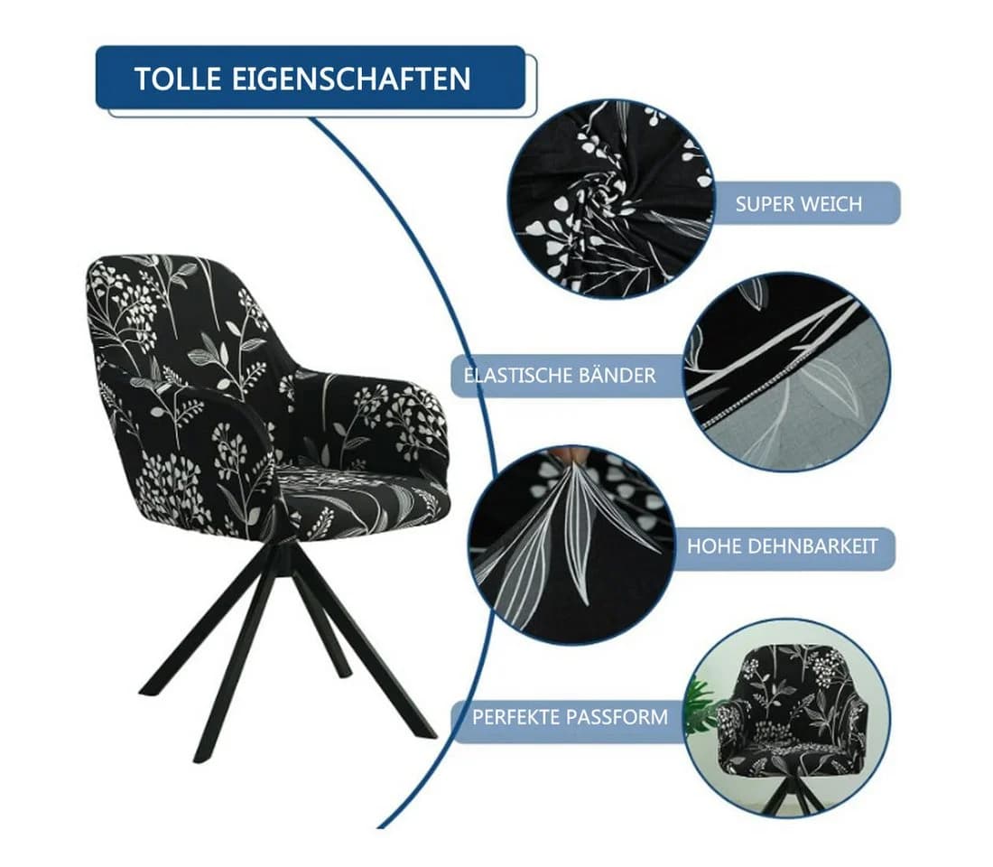 Coonoor Stuhlhusse 2 Stück Elastisch mit Armlehne Polyester - Bild 4