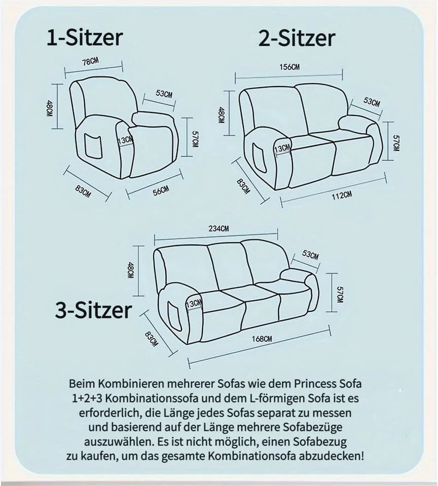 Coonoor Relaxsesselhusse Samt Grau Stretchbezug mit Taschen - Bild 4