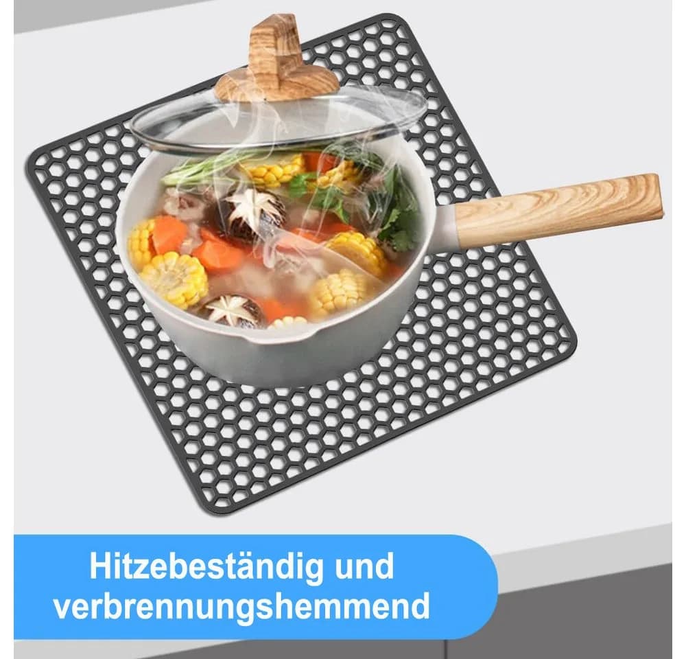Coonoor Silikon Abtropfmatte Grau Rutschfest & Hitzebeständig - Bild 4