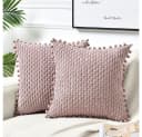Coonoor Kissenbezug mit Pompons Rosa Streifenmuster Bild 1