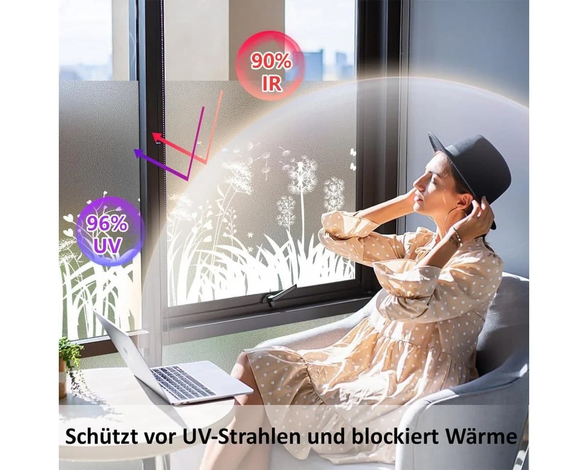 Coonoor Fensterfolie Löwenzahn Blickdicht Sichtschutz Anti-UV - Bild 5