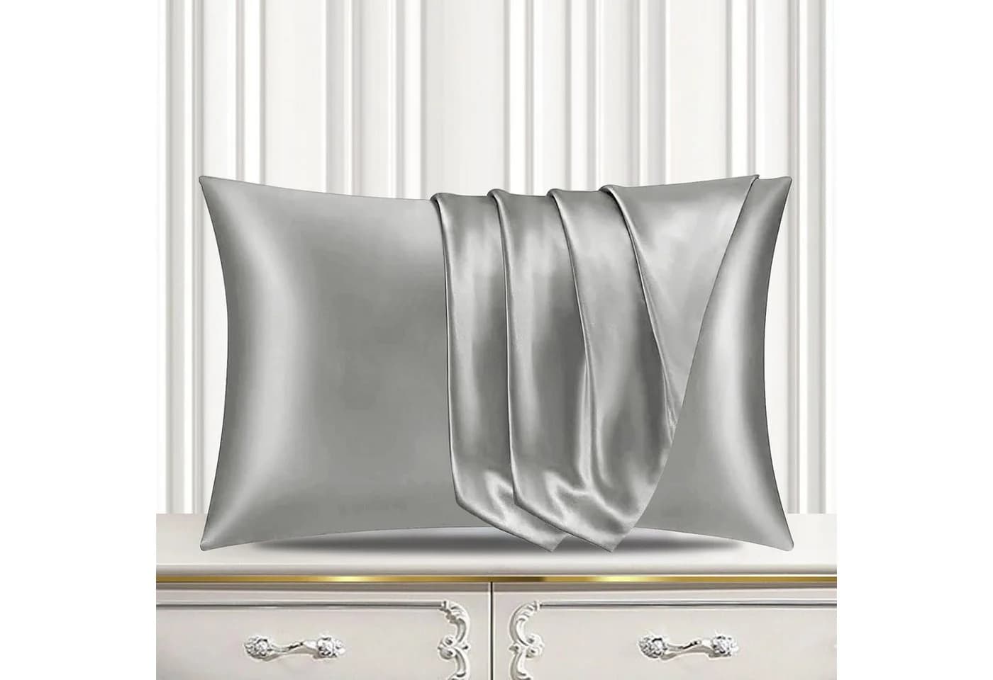 Coonoor Satin Kissenbezüge 2 Stück Grau 50x75 cm - Bild 5