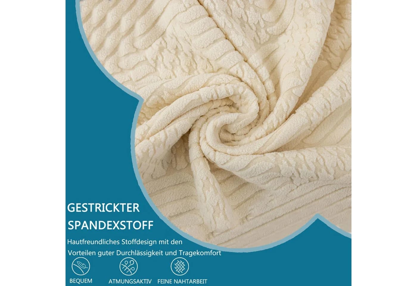Coonoor Stuhlhusse Stretch mit Armlehne Beige 2/4er Set - Bild 4