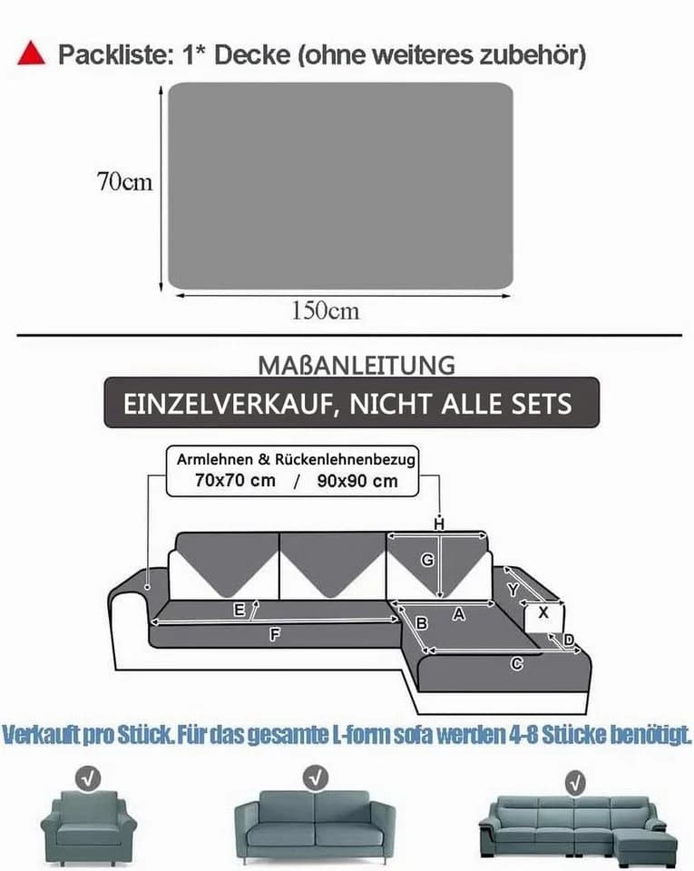Coonoor Sofaschoner Weiche Flanell Sofa überzug Grau