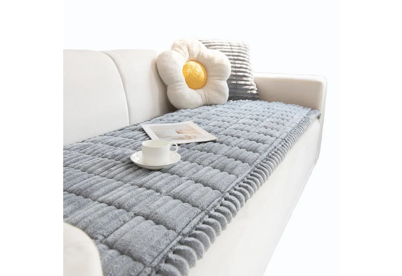 Coonoor Sofaschoner Weiche Flanell Sofa überzug Grau - Bild 2