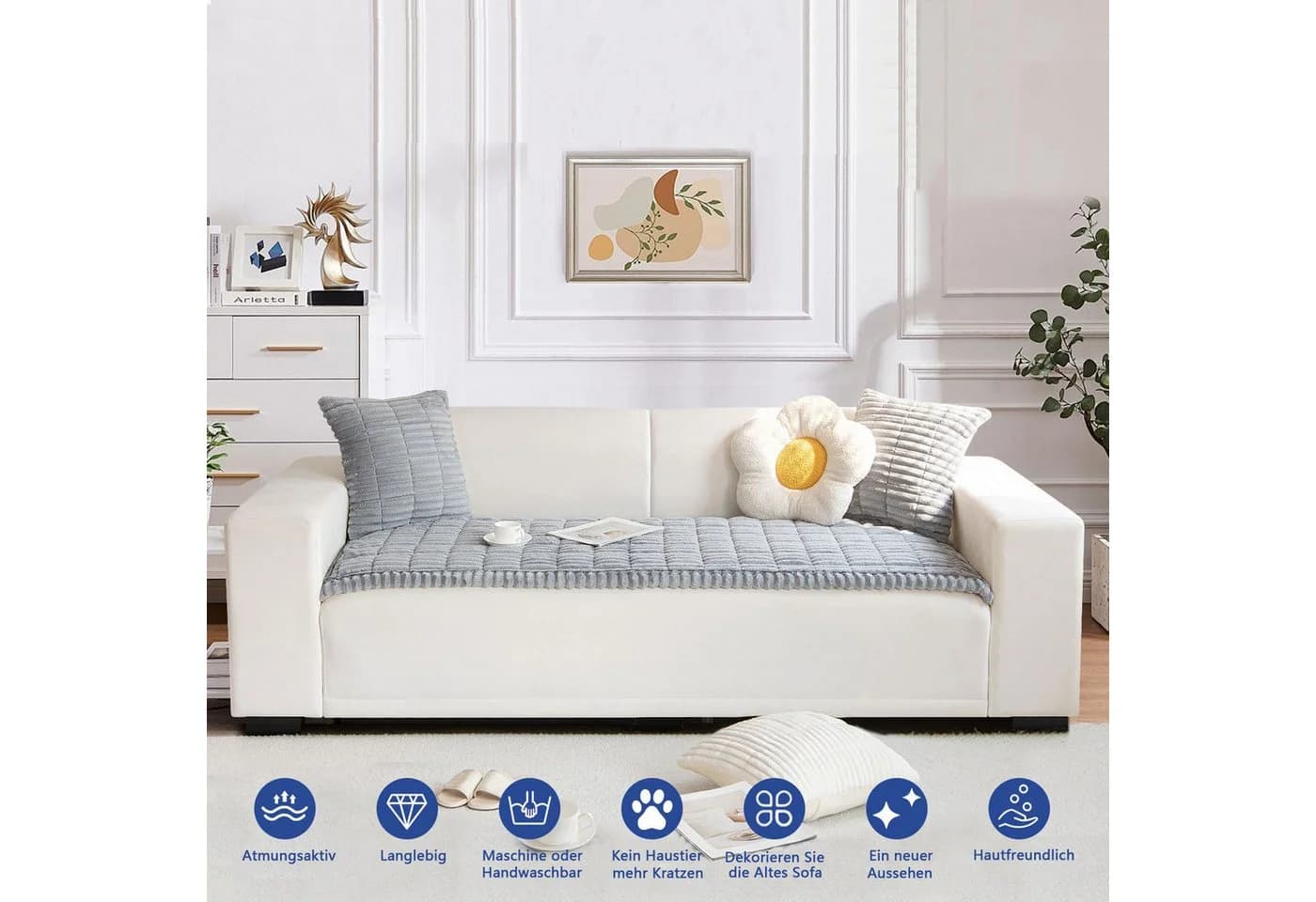 Coonoor Sofaschoner Weiche Flanell Sofa überzug Grau - Bild 3