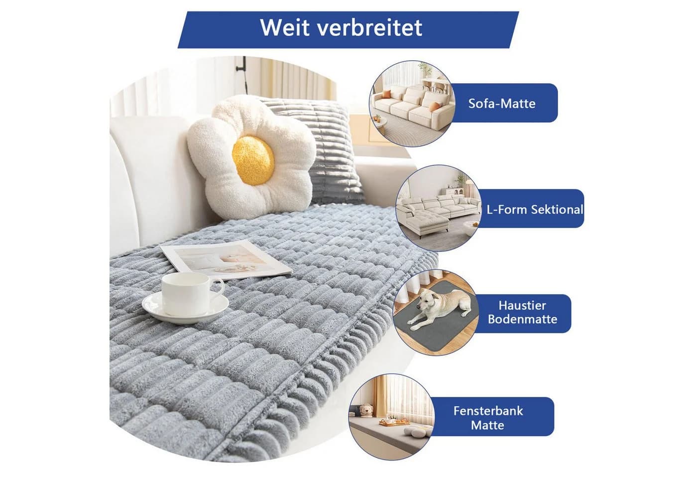 Coonoor Sofaschoner Weiche Flanell Sofa überzug Grau - Bild 4
