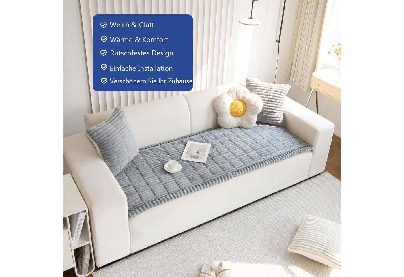 Coonoor Sofaschoner Weiche Flanell Sofa überzug Grau - Bild 5