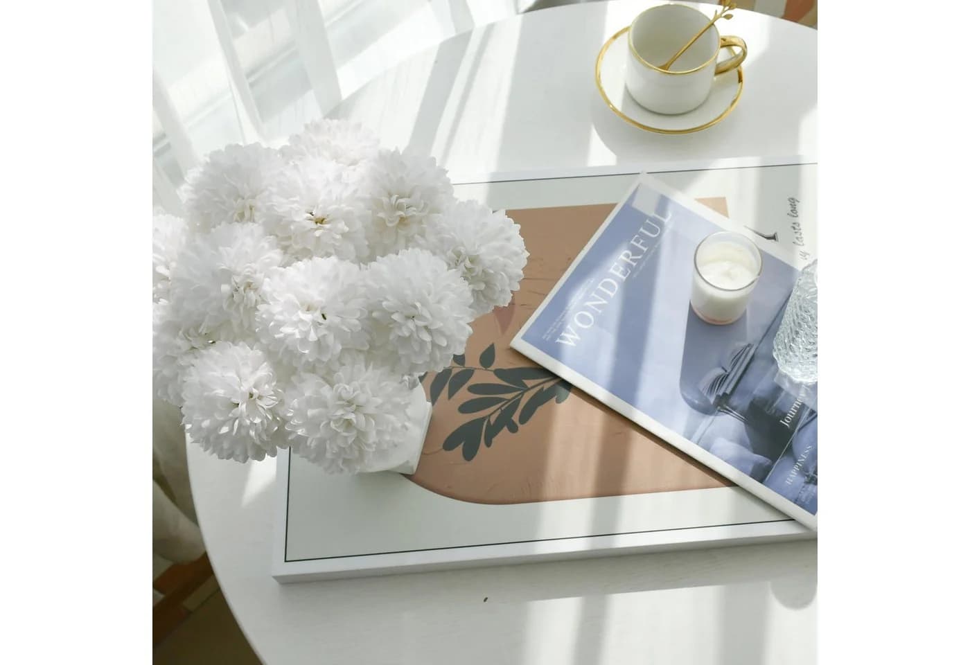 Kaket Kunstblumenstrauß Chrysanthemen Rosa Seide - Bild 5