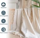 Kaket Gardine Boho Leinen-Baumwolle Beige Stangentasche Bild 3