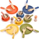 CLTYQ Spielgeschirr Holz 26-tlg. - Kinderküchen Zubehör Montessori Bild 2
