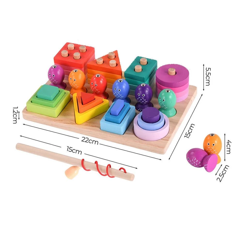 CLTYQ Lernspielzeug Montessori Stapel- und Sortierspielzeug Bunt Holz