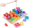 CLTYQ Lernspielzeug Montessori Stapel- und Sortierspielzeug Bunt Holz Bild 2