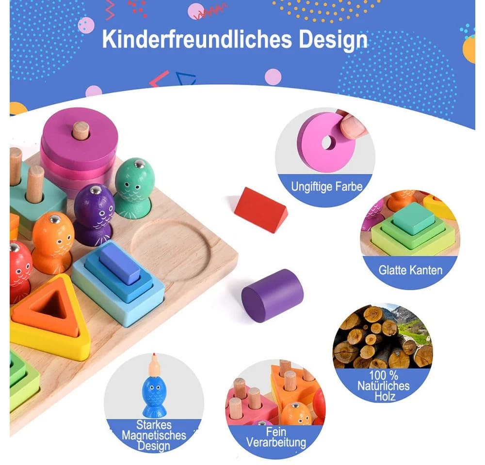 CLTYQ Lernspielzeug Montessori Stapel- und Sortierspielzeug Bunt Holz - Bild 4
