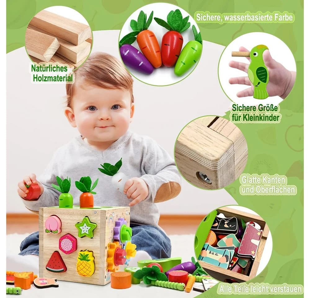 CLTYQ Motorikwürfel 5 in 1 Aktivitätswürfel Spielzeug Bunt Holz - Bild 5
