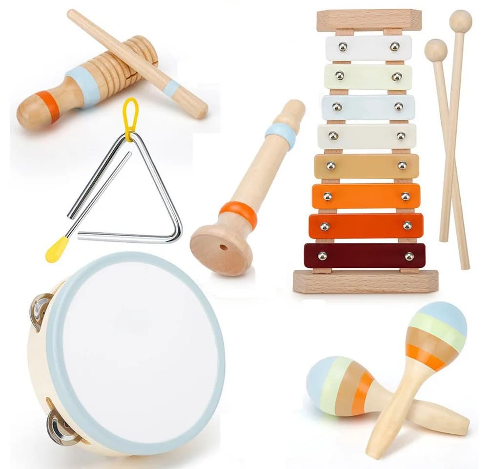 CLTYQ Montessori-Musikinstrumente 6-tlg. Holz Percussion-Set für Kinder - Bild 2