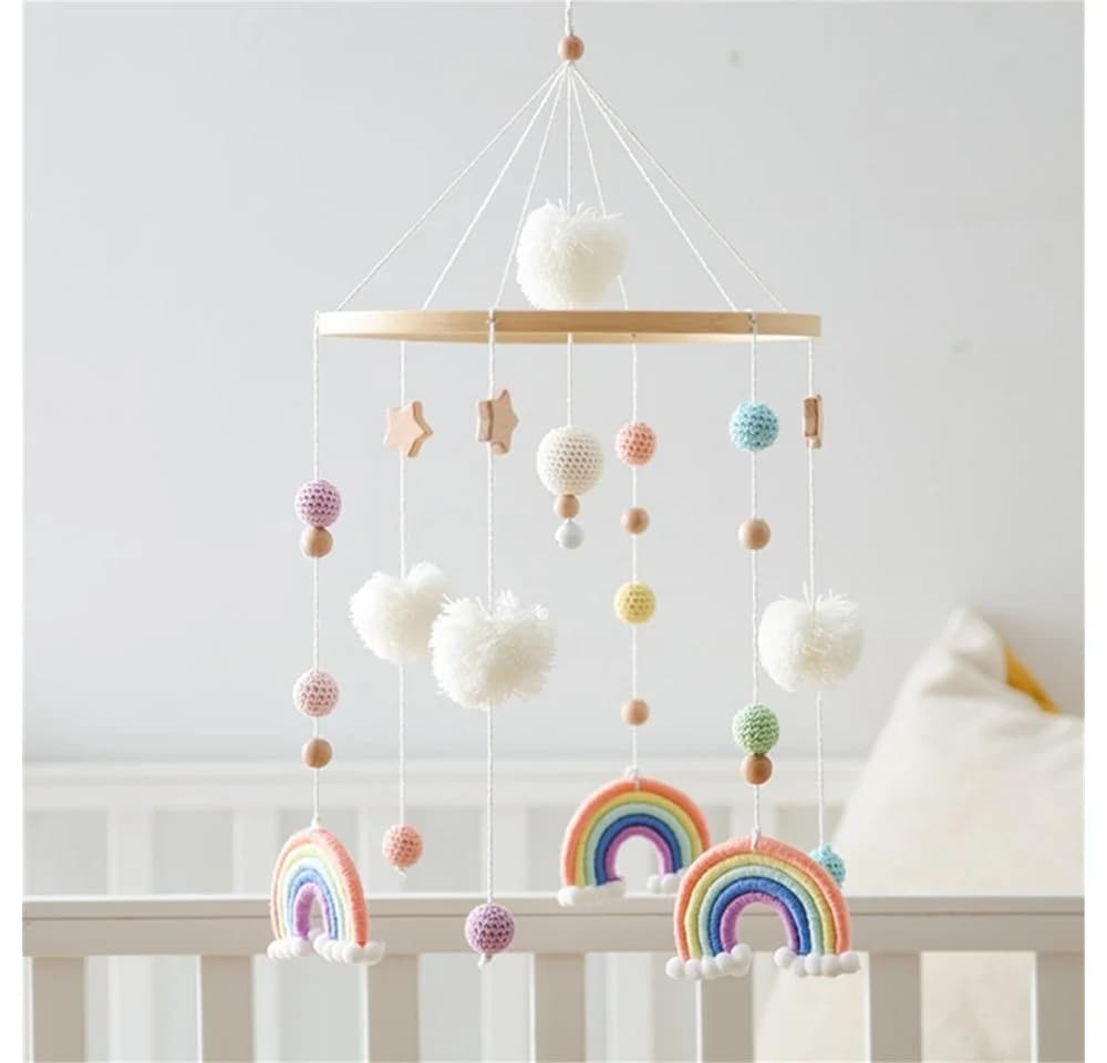 CLTYQ Mobile Regenbogen Babybett Hölz Windspiele mit Bäll - Bild 3