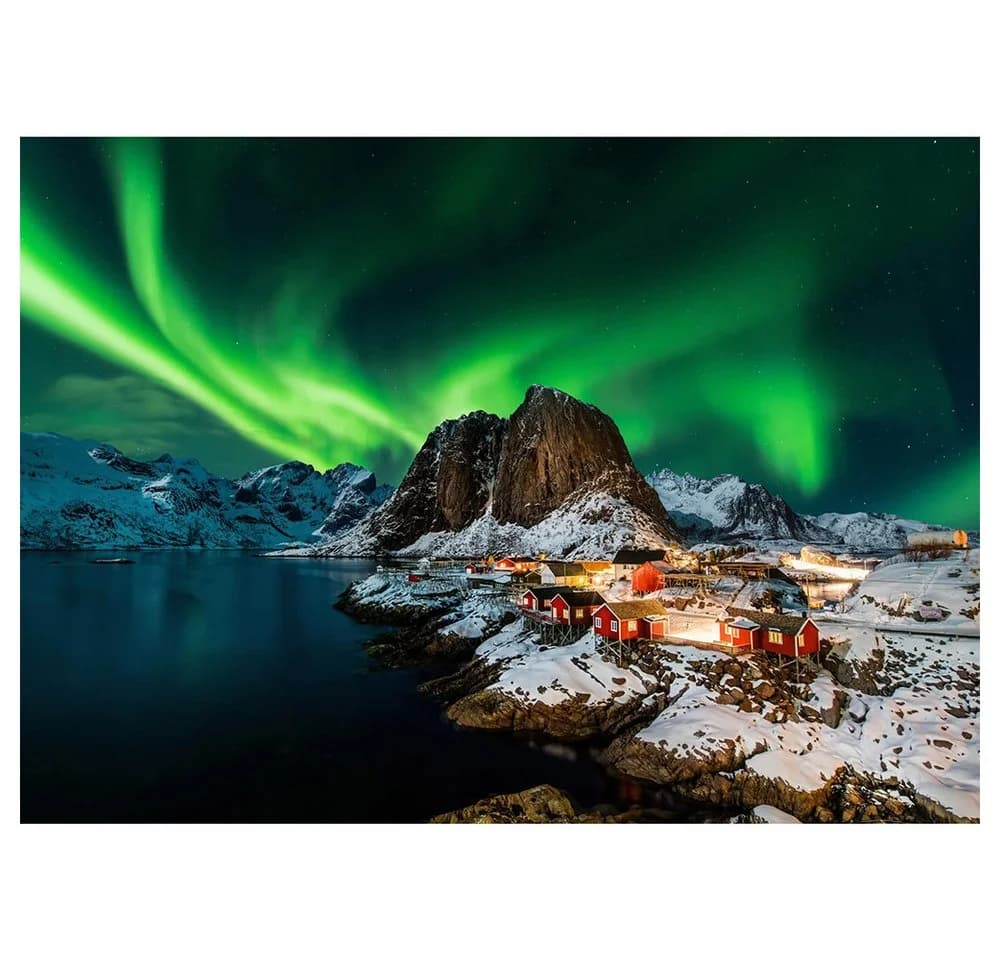CLTYQ Puzzle 1000 Teile Norwegen Aurora Borealis Landschaftsmotiv