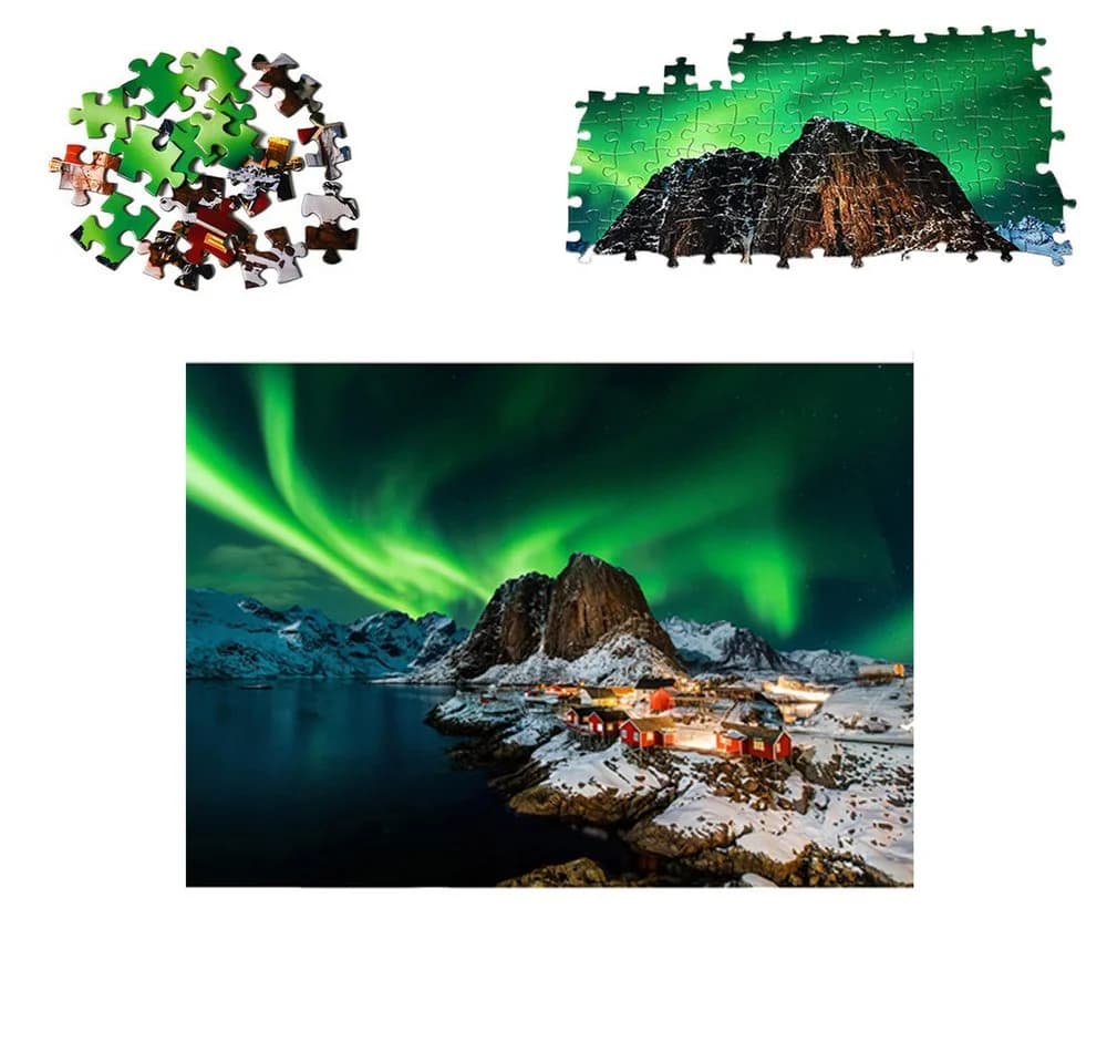 CLTYQ Puzzle 1000 Teile Norwegen Aurora Borealis Landschaftsmotiv - Bild 2