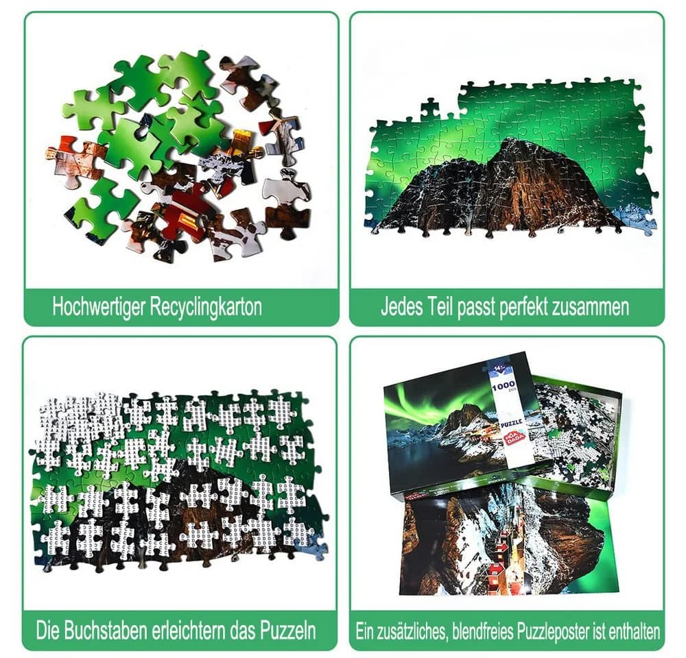 CLTYQ Puzzle 1000 Teile Norwegen Aurora Borealis Landschaftsmotiv - Bild 3