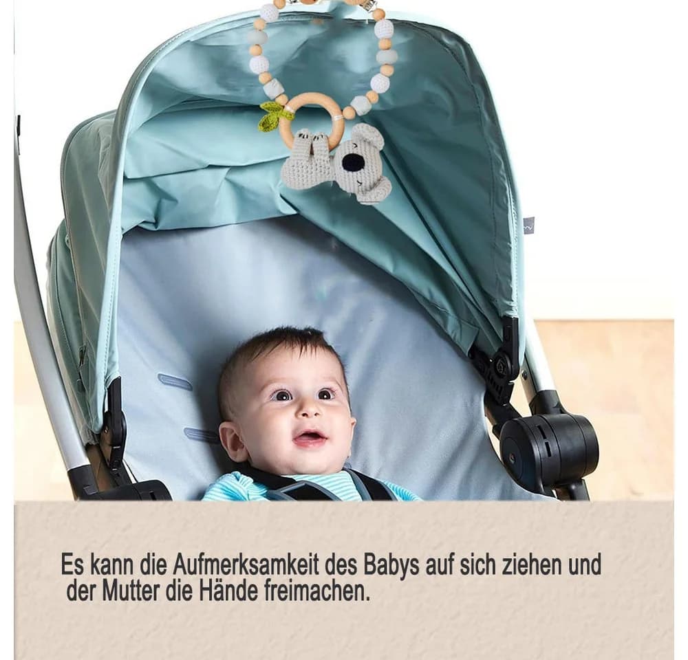 CLTYQ Kinderwagenkette Baby Mobile Bunt Holz Silikon