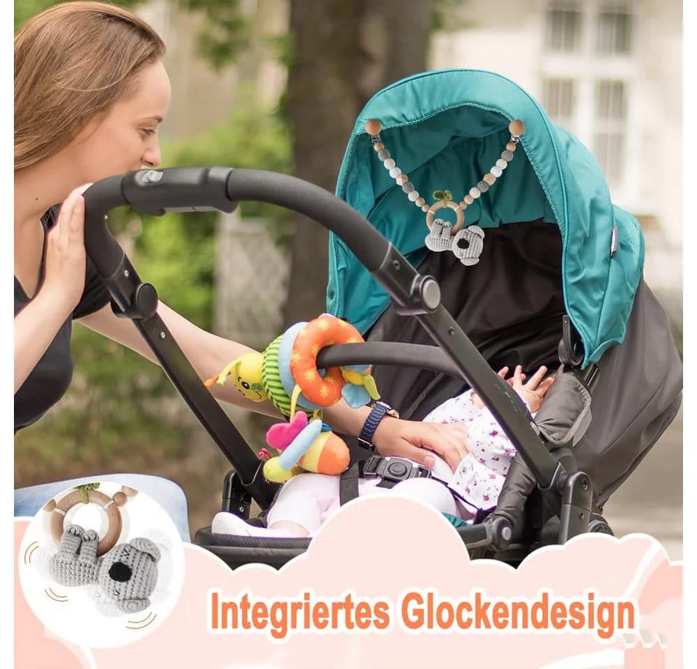 CLTYQ Kinderwagenkette Baby Mobile Bunt Holz Silikon - Bild 3