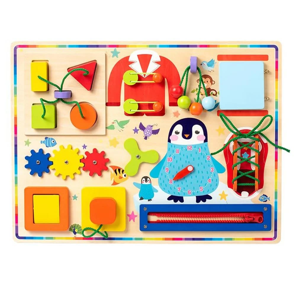 CLTYQ Motorikbrett Busy Board 11 in 1 Montessori Spielzeug Bunt - Bild 2
