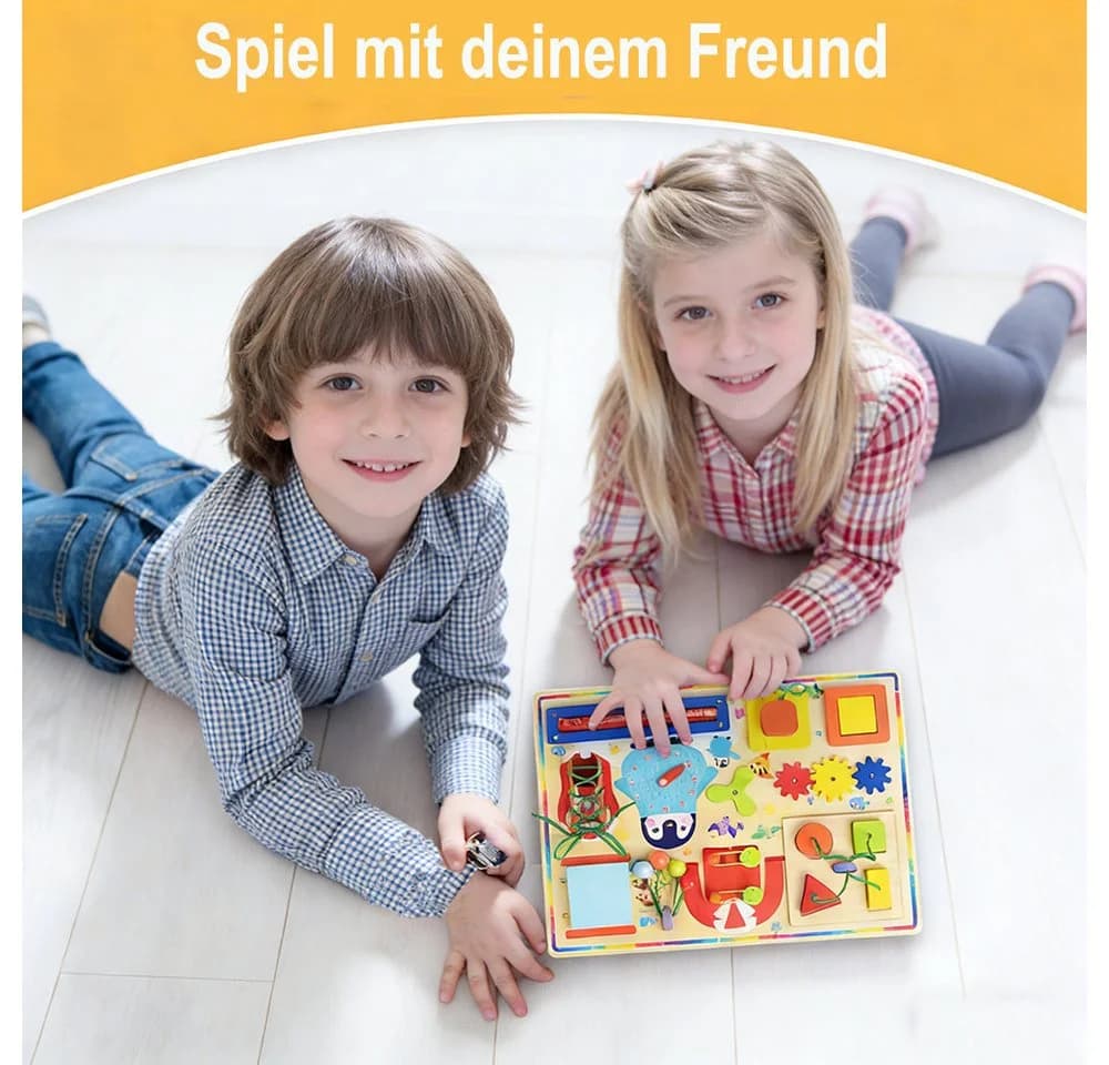 CLTYQ Motorikbrett Busy Board 11 in 1 Montessori Spielzeug Bunt - Bild 3