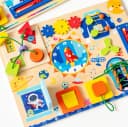 CLTYQ Motorikbrett Busy Board 11 in 1 Montessori Spielzeug Bunt Bild 4
