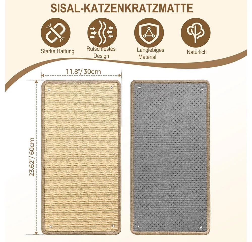 Ledander Kratzmatte Grau Sisal Kratzschutz für Katzen - Bild 4