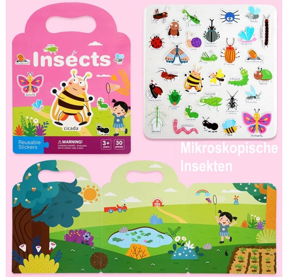 CLTYQ Lernspielzeug 5er-Set Stickerbücher Wiederverwendbar