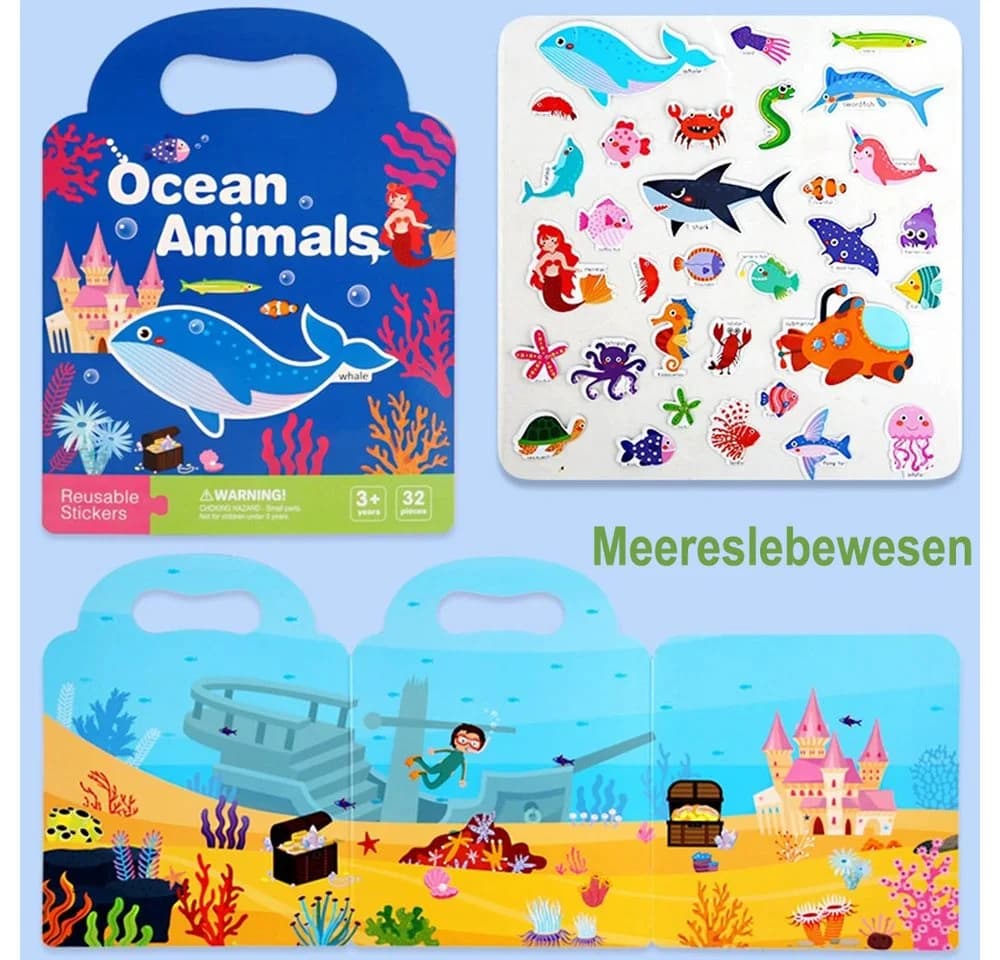 CLTYQ Lernspielzeug 5er-Set Stickerbücher Wiederverwendbar - Bild 3