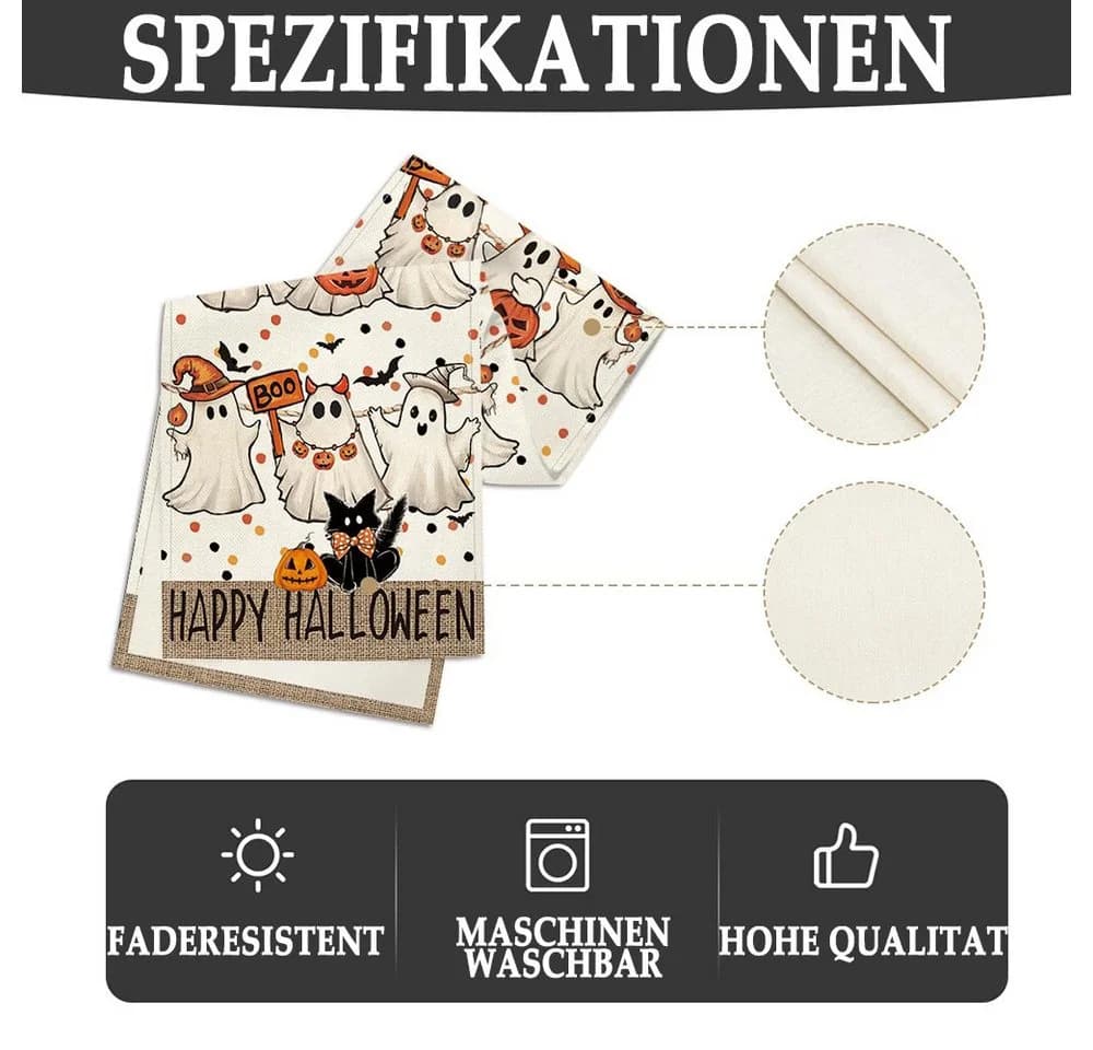 CLTYQ Tischläufer Halloween Weiß Geister-Kürbis Druck - Bild 3
