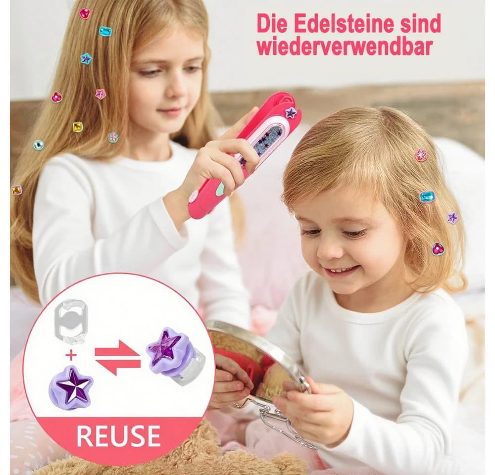 CLTYQ Kreativset Gems Siegel Kit für Haare - Wiederverwendbarer Haarschmuck Rosa