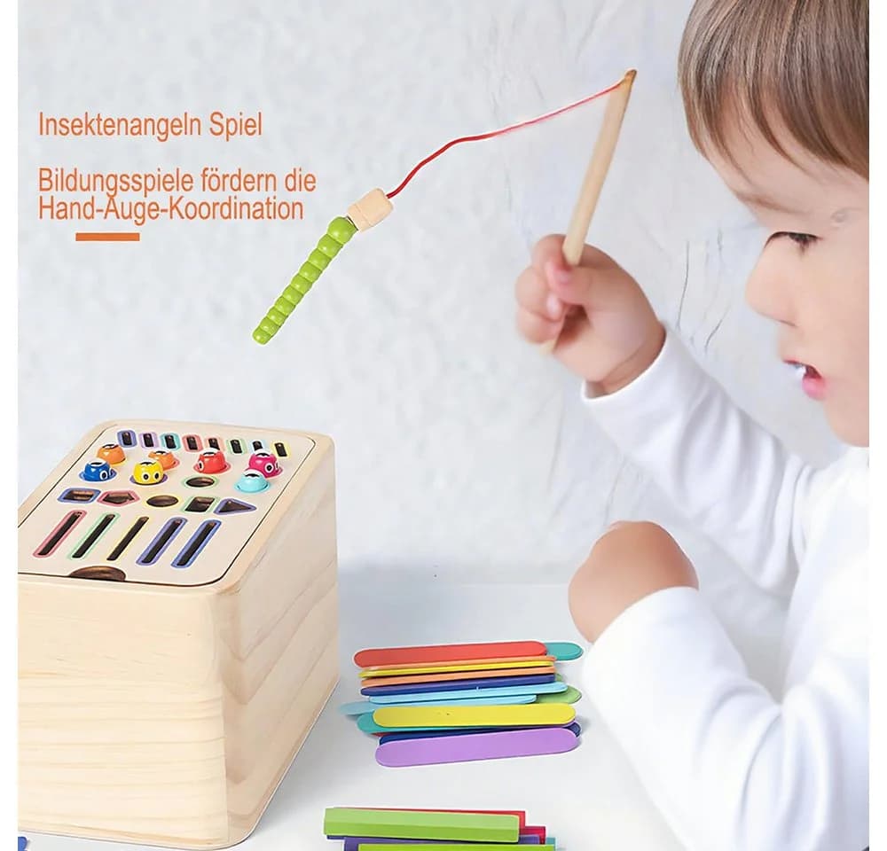 CLTYQ Lernspielzeug Montessori Spielzeug Ab 1 Jahr, 5-in-1 Farbe Sortierspiel, Holzspielzeug Baby, Geschenk