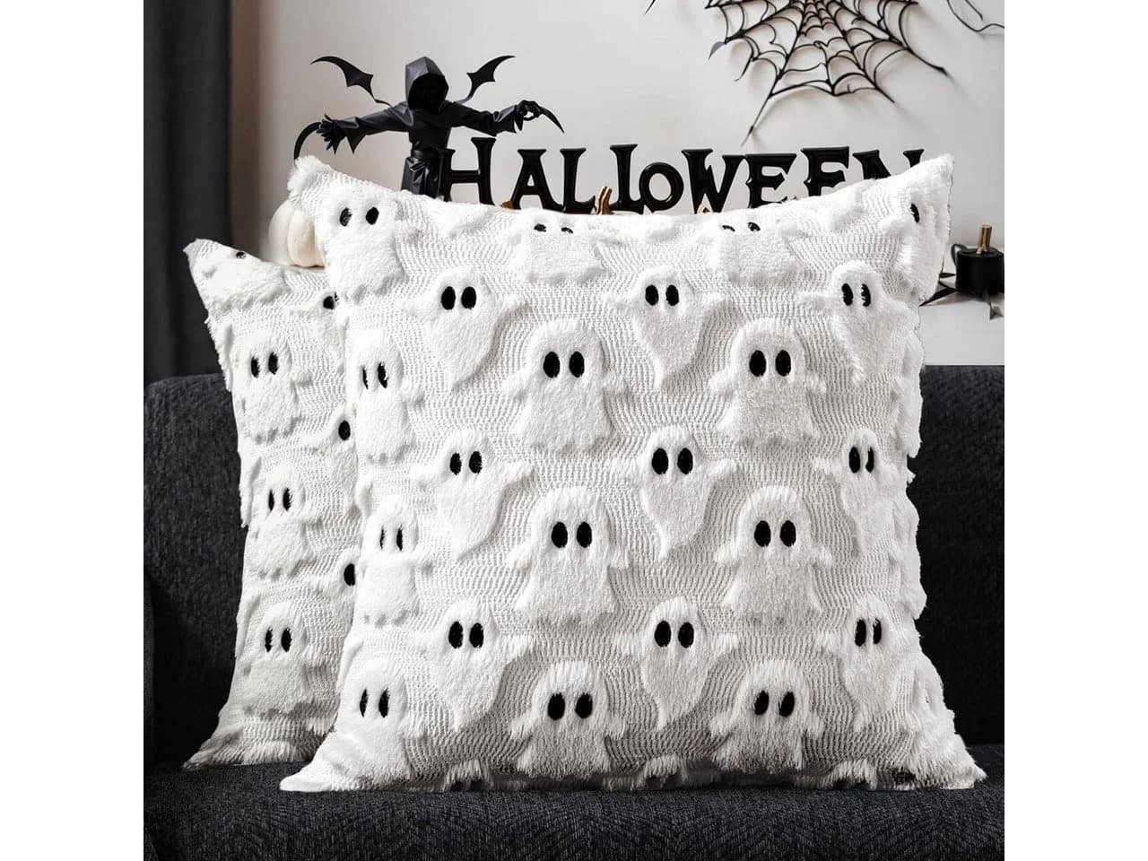 CLTYQ Kissenbezug Halloween 45x45 cm Geister Design 2 Stück Kunstfell
