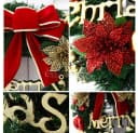 CLTYQ Weihnachtskranz 30 cm Gold & Rot Dekokranz Bild 1
