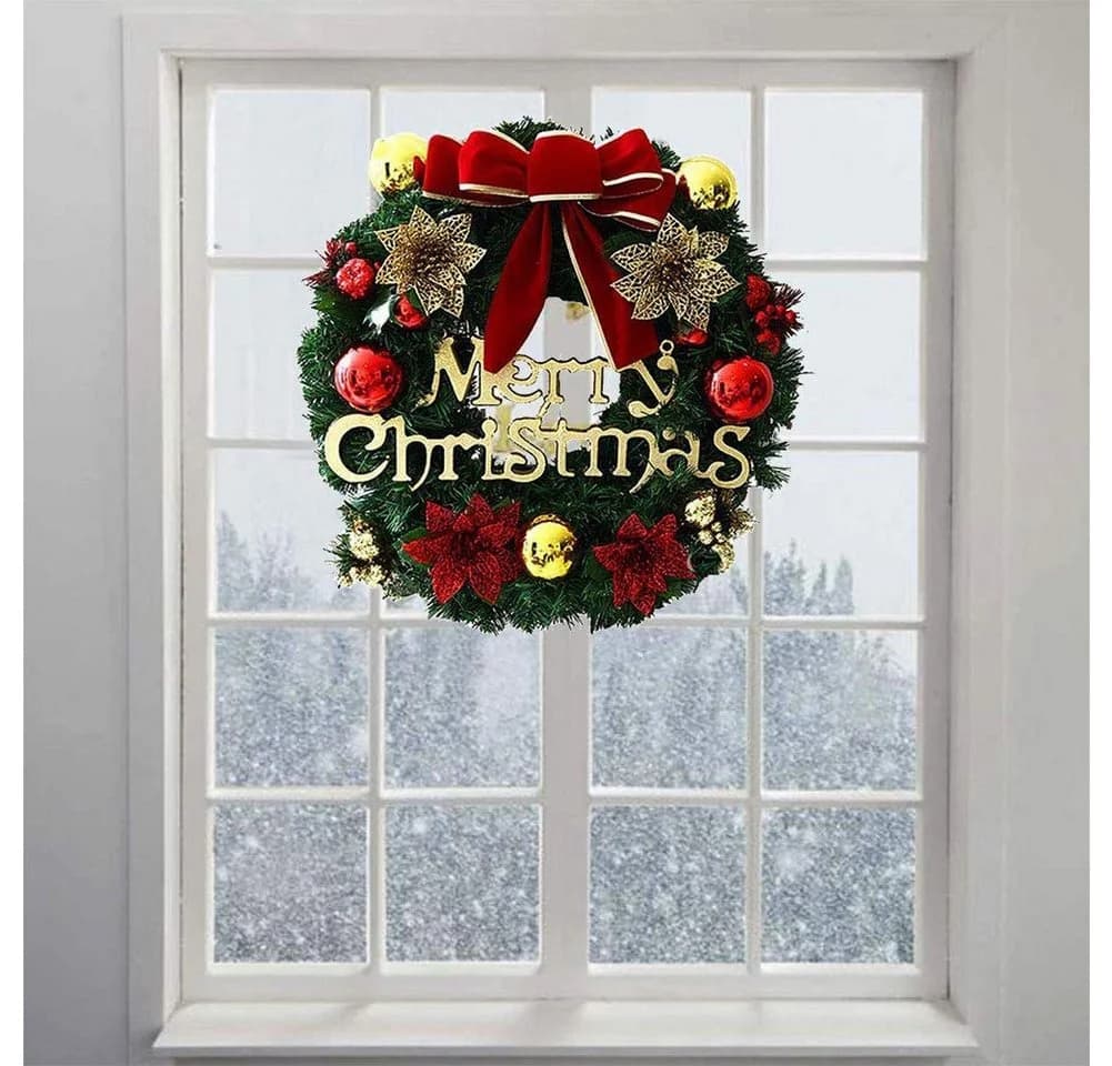 CLTYQ Weihnachtskranz 30 cm Gold & Rot Dekokranz - Bild 5