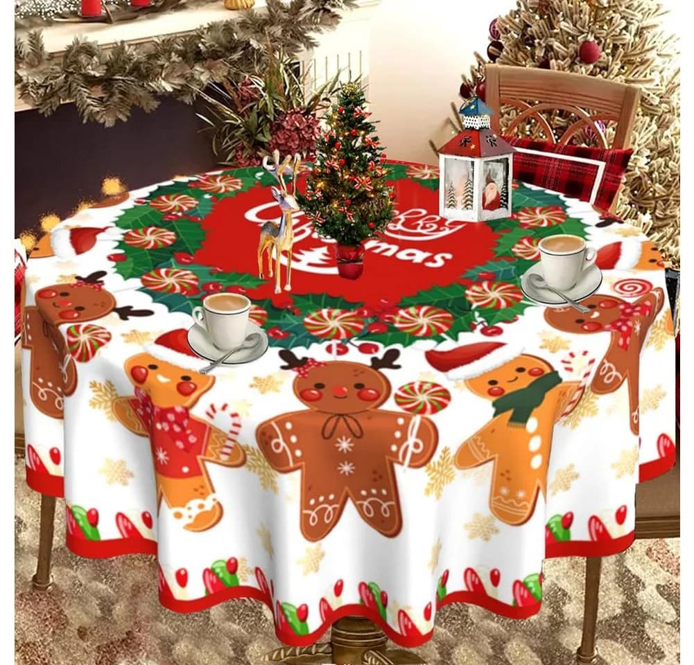 CLTYQ Runde Tischdecke mit Schneeflocken-Motiv Weiß - Bild 4