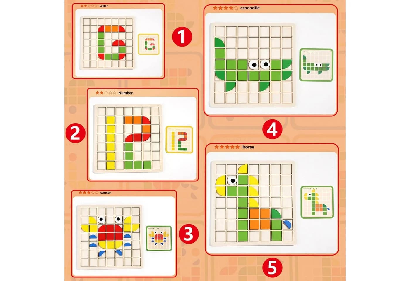 CLTYQ 3D-Puzzle 120pcs Holz Bausteine Bunt Montessori Spielzeug - Bild 3